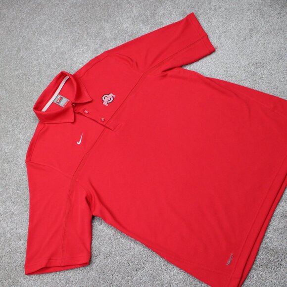 Nike Ohio State Buckeyes Polo Shirt Men Medium Red FitDry Polyester S/S Pullover - Picture 7 of 15